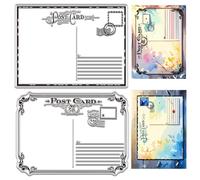 CRASPIRE Vintage Postcard Rubber Clear Stamp Retro Transparent Silicone Stamps 6.3x4.3inch Seals Sheets Background Print Signet DIY Crafts Postage PVC Scrapbooking Making Cards Photo Album