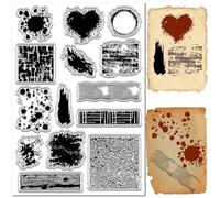 CRASPIRE Wall Stain Background Clear Rubber Stamps Vintage Graffiti Brush Splash Reusable Transparent Silicone Stamp Seals for Decorative DIY Handmade Scrapbooking Journaling Card Making Decor Album