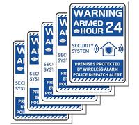 CRASPIRE Warning Alarm Sign Stickers 5Pcs 10 × 7In Waterproof Warning Label Police Dispatch Alert Sticker Alarms Camera Safety Protection Wireless Sign Adhesive Labels Adhesive Mark for Workplace Home