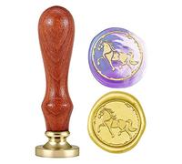 CRASPIRE Wax Seal Stamp Animal Vintage Sealing Stamp Horse Removable Brass Head Natural Wood Handle for Envelope Card Embellishment Box Package Decoration
