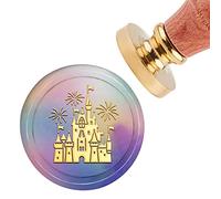 CRASPIRE Wax Seal Stamp Castle, 30mm Sealing Stamp Head Golden with Removable Wooden Handle for Wedding Invitations Cards Bottle Gift Business Thanks Christmas