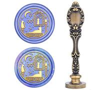 CRASPIRE Wax Seal Stamp Cats, Sealing Wax Stamps Meteor Showers Retro Brass Stamp Wax Seal 25mm Removable Brass Heads Peacock Metal Handle for Envelope Invitation Wedding Embellishment Gift Card