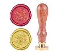 CRASPIRE Wax Seal Stamp Cherry Blossom, Retro Sealing Wax Stamp Flower Pattern with 25mm Removable Brass Head Wooden Handle for Envelope Card Package Decoration