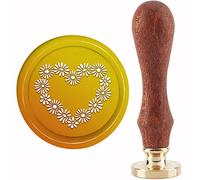 CRASPIRE Wax Seal Stamp Daisy Sealing Wax Stamps Heart 30mm Retro Vintage Removable Brass Stamp Head with Wood Handle for Wedding Invitations Halloween Christmas Thanksgiving Gift Packing