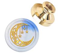 CRASPIRE Wax Seal Stamp Head Moon and Stars Removable Sealing Brass Stamp Head for Creative Gift Envelopes Invitations Cards Decoration