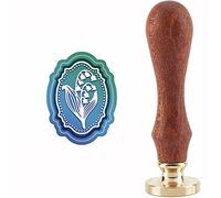 CRASPIRE Wax Seal Stamp Lily of the Valley Sealing Wax Stamps Flowers Retro Vintage Removable Brass Stamp Head with Wood Handle for Wedding Invitations Halloween Christmas Thanksgiving Gift Packing