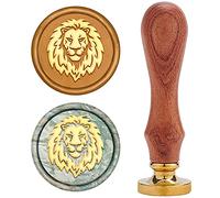 CRASPIRE Wax Seal Stamp Lion Head Pattern Retro 25mm Removable Brass Wood Handle for Envelopes Invitations Wedding Embellishment Bottle Decoration Gift