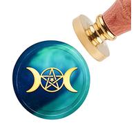 CRASPIRE Wax Seal Stamp Moon, 30mm Sealing Stamp Head Golden with Removable Wooden Handle for Wedding Birthday Invitations Cards Bottle Gift Business Thanks Christmas