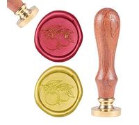 CRASPIRE Wax Seal Stamp Orange on Branch with Flower Leaf, Sealing Wax Stamp Fruit Retro Wood Stamp Wax Seal 25mm Removable Brass Head Wood Handle for Party Wedding Invitation Envelope Greeting Card