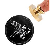 CRASPIRE Wax Seal Stamp Raven and Axe Sealing Wax Stamps 30mm/1.18inch Removable Brass Head Sealing Stamp with Wooden Handle for Invitations Cards Gift Wrap
