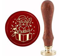 CRASPIRE Wax Seal Stamp Santa Claus Sealing Stamp 30mm/1.18inch Removable Brass Head with Wooden Handle for Christmas Invitations Cards Gift Wrap