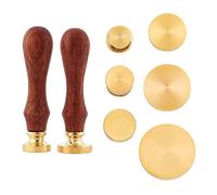 CRASPIRE Wax Seal Stamp Set 6pcs Blank Wax Seal Stamp Heads Vintage Sealing Wax Stamp with 2pcs Wooden Handles Round Solid Brass Head Without Engraving for Wedding Invitations Envelopes Gift Packing