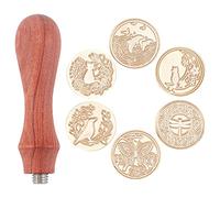 CRASPIRE Wax Seal Stamp Set Animal Ocean Insect Theme 6PCS Sealing Wax Stamp 25mm Removable Brass Heads +1 Wooden Handle for Seal Envelopes Invitation Christmas Halloween Xmas (Whale Bird Dragonfly)