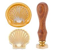 CRASPIRE Wax Seal Stamp Shell Shape Sealing Wax Stamp Head with Universal Wood Handle for Invitations Cards Bottle Gift Business Thanks Anniversary