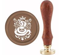 CRASPIRE Wax Seal Stamp Snake and Skull Sealing Wax Stamps Baroque 30mm/1.18inch Removable Brass Head Sealing Stamp with Wooden Handle for Invitations Cards Valentine's Day Gift Wrap