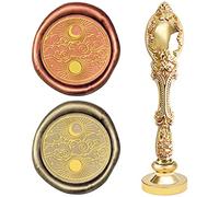 CRASPIRE Wax Seal Stamp Sun and Moon 25mm Vintage Sealing Wax Stamp Mental Handle for Envelope Card Invitations Gift Wedding Halloween Christmas New Year