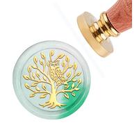 CRASPIRE Wax Seal Stamp Tree Of Life Vintage Sealing Wax Stamps Owl 30mm Removable Brass Head Sealing Stamp with Wooden Handle for Wedding Invitations Day Gift Wrap