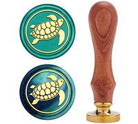 CRASPIRE Wax Seal Stamp Turtle, Vintage Wax Sealing Stamp 25mm Removable Brass Head with Wooden Handle for Sealing Envelope Invitation Embellishment Gift