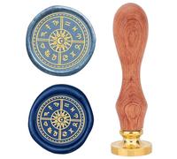 CRASPIRE Wax Seal Stamp Twelve Constellations Sealing Wax Stamp Vintage 25mm Removable Brass Head with Wooden Handle for Wedding Birthday Envelopes Invitations Decoration Gift Packing