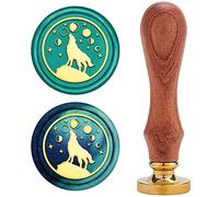 CRASPIRE Wax Seal Stamp Wolf Animal Sealing Wax Golden Wax Seal 25mm Removable Brass Head Natural Wood Handle for Envelope Invitation Wedding Embellishment Letters Decoration Gift