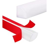 CRASPIRE White Flexible Quarter Round Molding Double-Sided Self Adhesive Peel and Stick Silicone Rubber Bendable Edge Trim Shower Water Strip Dam 6.56Ft/78.7In for Wall Staircase Cabinet Corner Floor