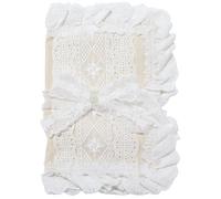 CRASPIRE White Lace Book Cover Cloth Book Protector Fits for A5 Notebook Wraps Polyester Fabric Bowknot Flower Reusable Washable Soft Sleeve Accessories for Textbook Notebook Paperback Hardcover