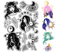 CRASPIRE Witch Clear Stamps Stars Galaxy Moon Phases Words Goddesses Reusable Retro Transparent Silicone Stamp Seals for DIY Scrapbooking Journaling Card Making Photo Album Decorative