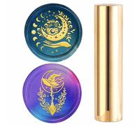 CRASPIRE Witch Hat Wax Seal Stamp Brass Sealing Wax Round 15mm Double Head Celestical Crescent Moon Magic Gold Pattern Vintage Column Stamp for Envelopes Scrapbook Invitation Gifts Packing DIY Decor