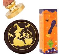 CRASPIRE Witch Wax Seal Stamp Bat Steam Stamper 30mm Vintage Removable Brass Print Head with Retro Rosewood Handle for Wedding Invitations Thanksgiving Packing Gift DIY Scrapbooking Embellishment