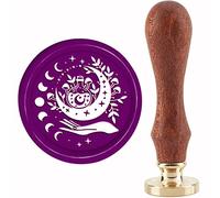 CRASPIRE Witch Wax Seal Stamp Halloween Sealing Wax Stamps 30mm Retro Vintage Removable Brass Stamp Head with Wood Handle for Wedding Invitations Halloween Christmas Thanksgiving Gift Packing