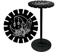 CRASPIRE Wooden Pendulum Crystal Holder Moon Flower Divination Dowsing Wheel Black Display Stand Shelf Vintage Rome Witch Stuff Organizer Rack for Home Tabletop Necklace Stone Rack
