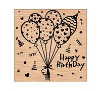 CRASPIRE Wooden Rubber Stamp Happy Birthday Balloons Decorative Wood Stamps Vintage Wood Mounted Rubber Stamps for Card Making DIY Art Crafts Scrapbooking Journal Diary Letter Planner