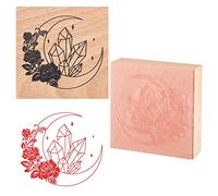 CRASPIRE Wooden Rubber Stamp Rose Moon Crystal Printed Decorative Rubber Seal Stamps 3inch/7.5cm for Card Making, DIY Craft, Stationery Scrapbooking, Handbook, Diary Letter Decor