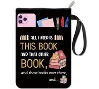 CRASPIRE Words Book Covers Black Book Protector Books Vintage Book Sleeve for Paperbacks Washable Fabric Cloth Book Cover with Zipper and Extra Sleeve Pocket for Book Lovers Classmate Gifts