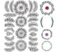 CRASPIRE Wreath Clear Stamps plant Reusable Transparent Silicone Stamp Branch Garland Seals Postmark for Journaling Card Making Decor DIY Scrapbooking Film Frame Photo Album Decorative