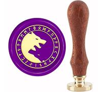 CRASPIRE Yin Wax Seal Stamp Yang Sealing Wax Stamps Wolf 30mm Retro Vintage Removable Brass Stamp Head with Wood Handle for Wedding Invitations Halloween Christmas Thanksgiving Gift Packing