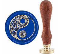 CRASPIRE Yin Yang Wax Seal Stamp Mandala Sealing Wax Stamps Mandala 30mm Retro Vintage Removable Brass Stamp Head with Wood Handle for Wedding Invitations Halloween Christmas Thanksgiving Gift Packing