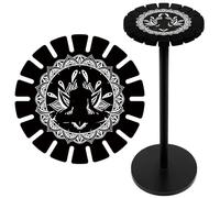 CRASPIRE Yoga Meditation Pendulum Crystal Holder Lotus Divination Dowsing Wheel Black Display Stand Vintage Witch Stuff Wooden Organizer Rack for Stone Necklaces Witchcraft Essential Oil