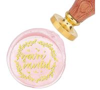 CRASPIRE You're Invited Wax Seal Stamp 25mm Word Garland Sealing Wax Stamps Retro Rosewood Handle Removable Brass Head for Wedding Invitations Envelopes Halloween Christmas Thanksgiving Gift Packing