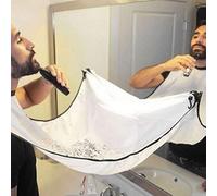 Crasy Shop Haircut Cape Beard Catcher Beard Shaving Apron DIY Haircut Cloth with Suction Cups and Beard Shaping Tool for Adult Man (White)