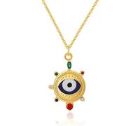 crataly Evil Eye Charm Necklace for Women Gold Plated Evil Eye Jewelry Handmade Luck Amulet Pendant Third Eye Beads for Teens Love Mothers Day Birthday Gift