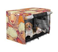 Crate Covers for Dog Cages Pet Kennel Cover with Roller Shades Art Cartoon Sheep Orange White