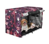 Crate Covers for Dog Cages Pets Kennel Cover Rollers Shades Red and Black Cartoon Doll