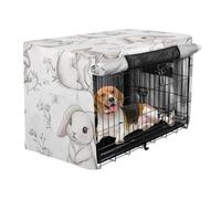 Crate Covers for Dog Cages Privacy Kennel Cover Rollers Shades Cartoon Sweet Lop-Eared Rabbit White