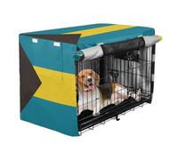 Crate Covers for Dog Cages Puppy Wire Cage Covers Rollers Shades Bahamas Flag Bahamian Caribbean Turquoise Yellow