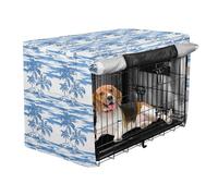 Crate Covers for Dogs Blue and White Tropical Palm Privacy Wire Cage Cover Dog Crate Curtains