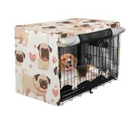 Crate Covers for Dogs Puppy Wire Cage Cover Rollers Shades Pug Dogs Cartoon Pastel