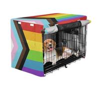 Crate Covers for Dogs Puppy Wire Cage Covers Rollers Shades Progress Pride Flag Rainbow Flag