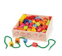 Crate of Lacing Beads - 90 Colourful Beads and 5 Laces Bigjigs Toys Multi One Size
