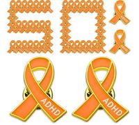 CrateGurus Co. 50 Pcs ADHD Awareness Pins Bulk Orange Ribbon ADHD Lapel Pin Survivor Pins Orange Awareness Items Gifts Support Products